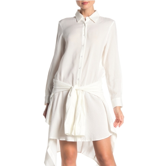 NWT: Long Sleeve Tie Front Shirt Dress - Picture 3 of 8